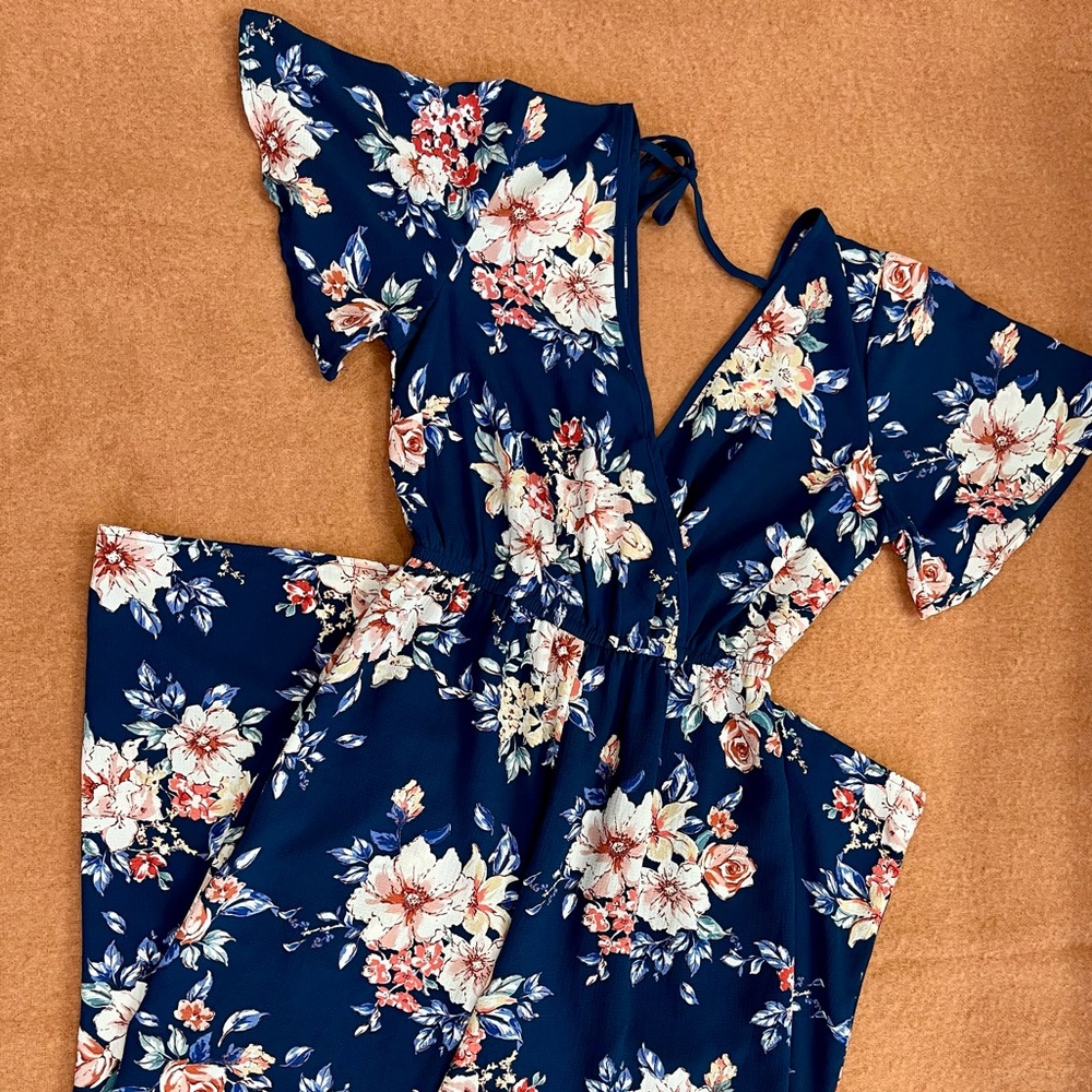 Xhilaration Floral Navy Jumpsuit